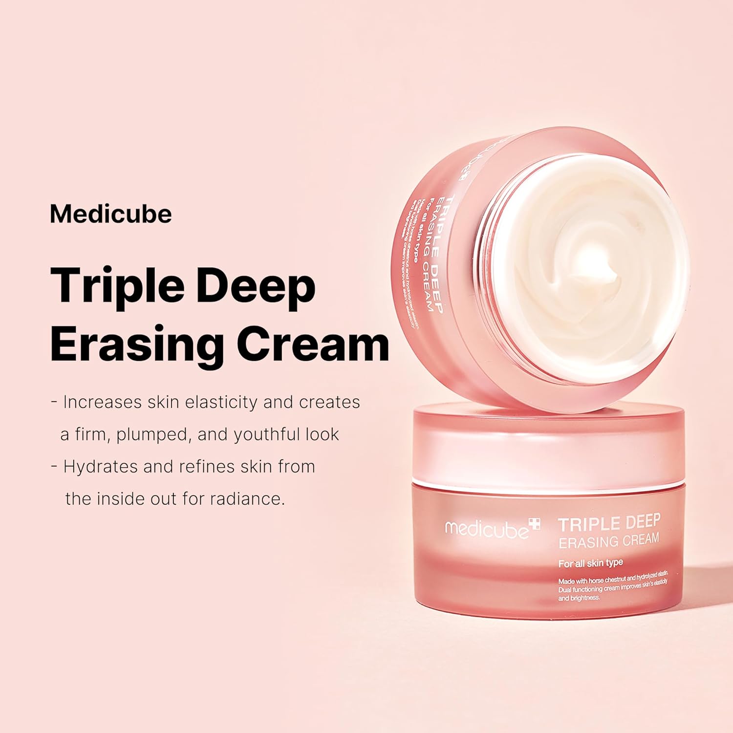 Medicube Triple Collagen Cream - Hydrating & Firming Moisturizer with Hyaluronic Acid, Premium Elastin, Shea Butter - Wrinkle Care & Boosts Elasticity - Korean Skincare, 1.69 oz